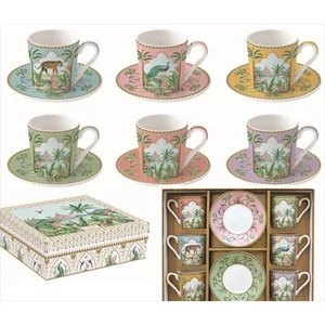 Csésze+alj kávés Porcelán 100ml Coffee Mania, Paradise Sauvage 6db-os dobozban