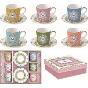 Csésze+alj kávés Porcelán 100ml Coffee Mania, Spring Parade 6db-os dobozban