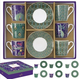 Csésze+alj kávés Porcelán 100ml Imperial Peacock, Coffee Mania 6db-os dobozban