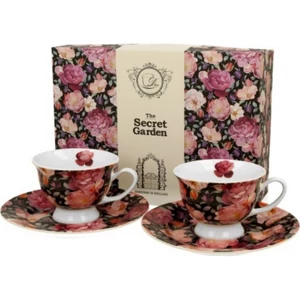 Csésze+alj Porcelán 100ml Spring Roses Black 2db-os dobozban