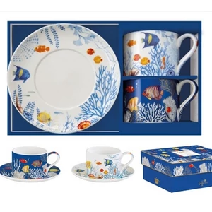 Csésze+alj Porcelán 2,4dl Coffee Mania, Aquarium 2db-os dobozban