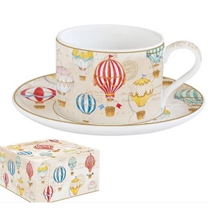 Csésze+alj teás Porcelán 2,4dl Air Balloons dobozban