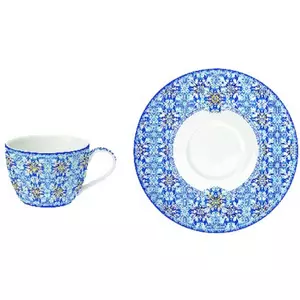 Csésze+alj porcelán 240ml, Maiolica Blue