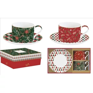 Csésze+alj Porcelán 2,4dl Coffee Mania, Fancy Christmas 2db-os dobozban