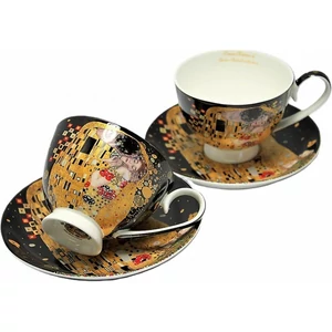 Csésze+alj Porcelán 250ml, 2 személyes, dobozban Klimt: The Kiss