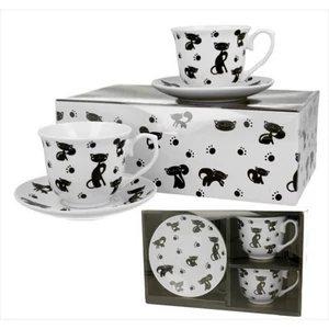 Csésze+alj Porcelán 2,5dl Koty Czarne 2db-os dobozban