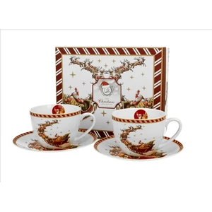 Csésze+alj Porcelán 2,5dl Santa on Sleigh 2db-os dobozban
