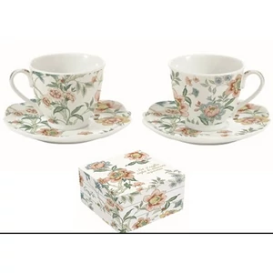 Csésze+alj kávés Porcelán 80ml Zen Garden White 2db-os dobozban