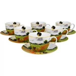 Csésze+alj Porcelán 3dl Monet: Pipacsmező 6db-os dobozban