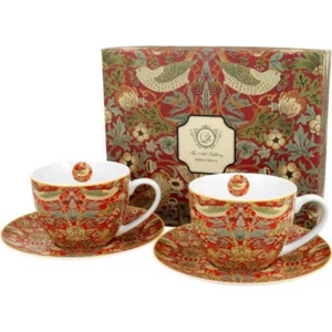 Csésze+alj Porcelán 3dl William Morris: Strawberry Thief Red 2db-os dobozban