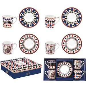 Csésze+alj kávés Porcelán 100ml Coffee Mania, Casino Royale 4db-os dobozban