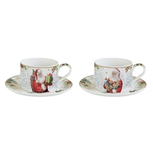 Csésze+alj Porcelán 2,4dl Santa Is Coming 2db-os dobozban