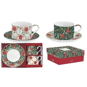 Csésze+alj Porcelán 2,4dl Coffee Mania, Christmas Joy 2db-os dobozban