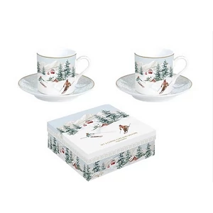 Csésze+alj Porcelán karácsonyi 100ml Chalet 2db-os dobozban