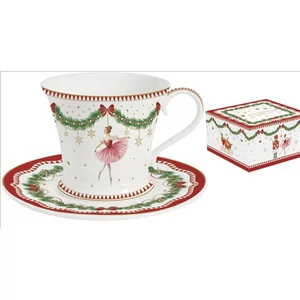 Csésze+alj teás Porcelán 2dl Magie de Noel dobozban