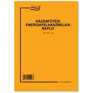 D.E.941 r.sz Kazánfűtési napló Kazánfűtési energiafelhasználási  napló