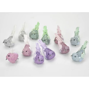 Dekor csiptetős madárka flitteres-glitteres csíptethető madár dekoráció 3,5x3,5x7cm-es 6féle színben