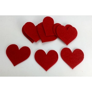 Dekor filc szív 5cm piros (10db/csomag)