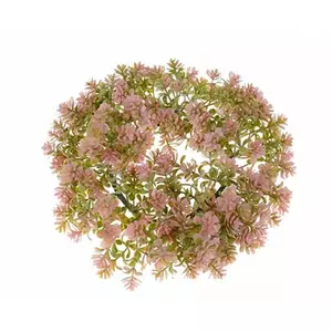 Koszorú dekor selyemvirág pozsgás 20cm, rózsaszín
