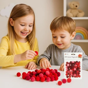 Dekor pompom 1cm vegyes piros 1cm 120db-os 25