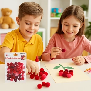 Dekor pompom 1,5cm vegyes piros 1,5cm 50db-os 25