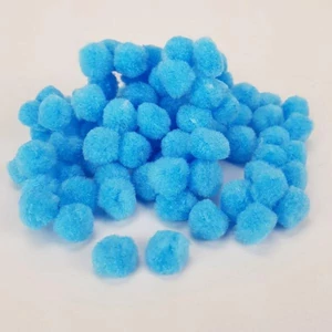 Dekor pompom 15mm kék zsenília golyó, 100db/csomag