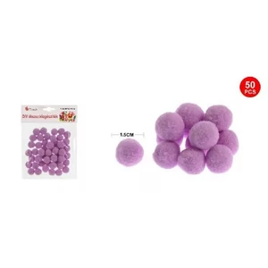 Dekor pompom lila 1,5cm 50db-os 25