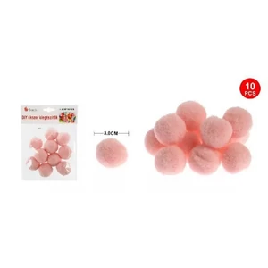 Dekor pompom rózsaszín 3cm 10db-os 25