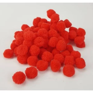 Dekor pompom 15mm piros zsenília golyó, 100db/cs