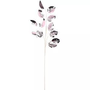 Művirág dekor pick 67cm pink leveles ág clear színben varázslatos fényes vázadekor