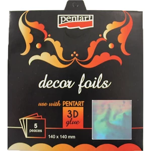 Dekorfólia hologram ezüst 14x14cm- 5db csomag