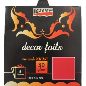 Dekorfólia metálpiros 14x14cm- 5db csomag