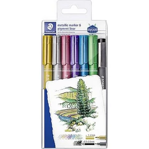 Lakk Decomarker Staedtler kalligrafikus 1-2mm kúpos pigment tinta Írószerek 6 metál szín 8323-SWP6P