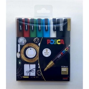 Dekormarker Uni készlet, 0,9-1,3 mm, Posca PC-3M Holiday 8 különböző szín