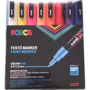 Dekormarker Uni készlet, 0,9-1,3 mm, Posca PC-3M 16 különböző szín