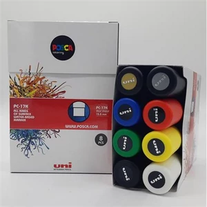 Dekormarker Uni készlet, 15 mm, vágott, Posca PC-17K 8 különböző szín