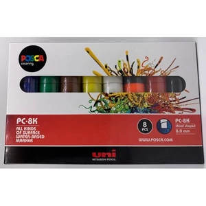 Dekormarker Uni készlet, 8 mm, vágott, Posca PC-8K 8 különböző szín