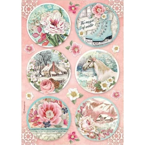 Decoupage rizspapír A4 Sweet winter rounds DFSA4727