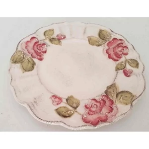 Tányér desszertes kerámia 22x1,8cm virágos bordó,kézzel festett kézzel festett