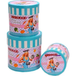 Doboz ládika Mintás kék, kerek papír, DD43344/S3 (5996488433 DD43344/S3 (5996488433445)