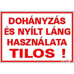 Tábla Matrica C Dohányzás és nyílt láng használata tilos