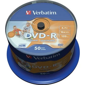 DVD-R lemez nyomtatható matt no-ID 4, 7GB 16x hengeren VERBATIM 50 db