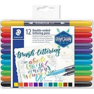 Ecsetiron készlet 12 Staedtler kétvégű, Brush letter Duo 0,5-0,8/1,0-6, TS3004TB11