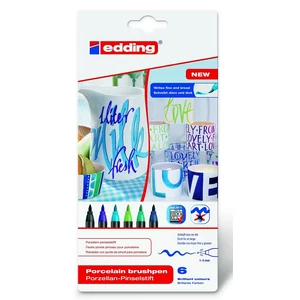 Edding 4200/6 porcelán ecsetirón 6-os készlet hideg színek Porcelán marker ecsetjellegű