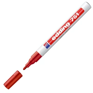 Edding 751 kerek hegyű piros lakkmarker 1-2mm jelölésre Üveg, porcelán, műanyag, fém