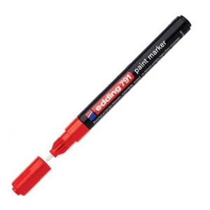 Edding 791 kerek hegyű piros lakkmarker 1-2mm jelölésre Üveg, porcelán, műanyag, fém