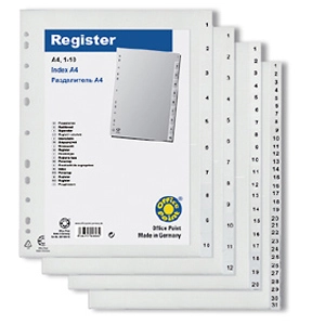 Elválasztó Fornax 1-20 A4 műanyag szürke regiszteres