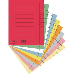 Elválasztó regiszter A4 Donau karton vegyes színek 5x25ív/csom Iratrendezés DONAU 8610001S-99