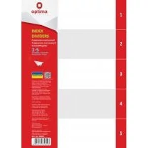 Elválasztólap A4 PVC Optima 1-5 natúr regiszteres Papiron