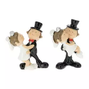 Esküvői dekor figura esküvői pár,álló, műanyag 5,8x5,3x1,6cm, fekete, fehér S/2